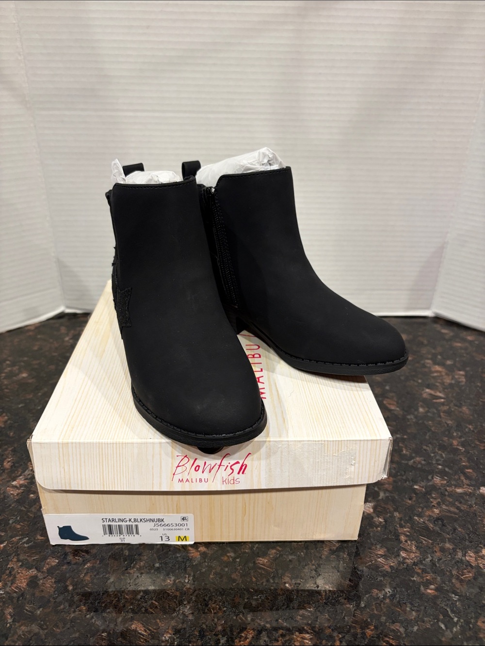 Blowfish Malibu Starling Black Faux Suede Kids Ankle Boots Size 13